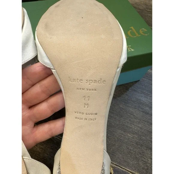 Kate Spade New York Iveene Bridal Bow Ivory Satin Hight Heel Sandals Size‎ 11 - Picture 11 of 14